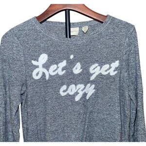 Chicos Size 0 Zenergy Gray Long Sleeve "Lets Get Cozy" Top Lightweight Comfy